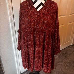 Terra & Sky Burgundy Long Sleeve Dress